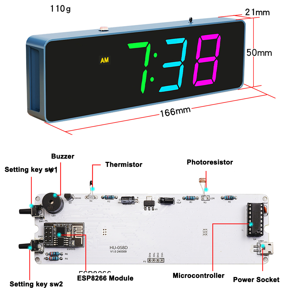 Комплект красочных часов ESP82 – обзор и цена Diy Electronics Tool Kit
